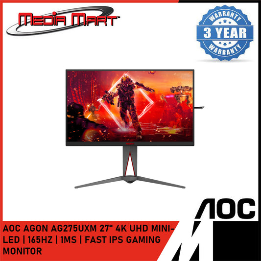 AOC AGON AG275UXM 27" FAST IPS UHD QD-MINI LED | 165HZ 1MS GAMING MONITOR