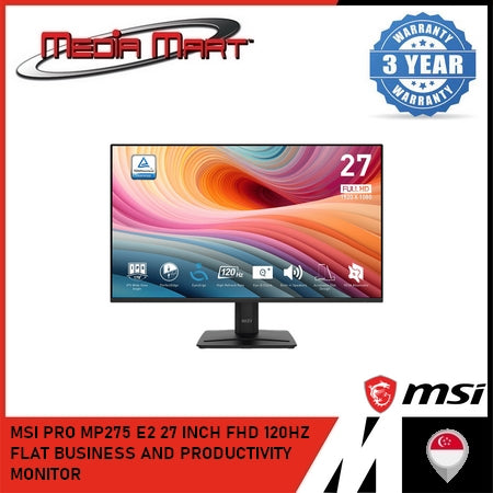 MSI PRO MP275 E2 27 INCH FHD 120HZ FLAT BUSINESS AND PRODUCTIVITY MONITOR
