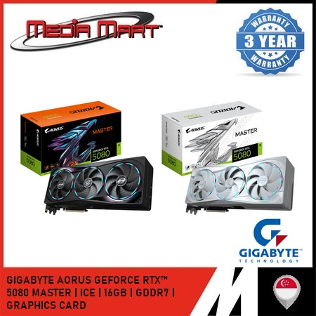 GIGABYTE AORUS GEFORCE RTX 5080 MASTER | ICE | 16GB | GDDR7 | GRAPHICS CARD