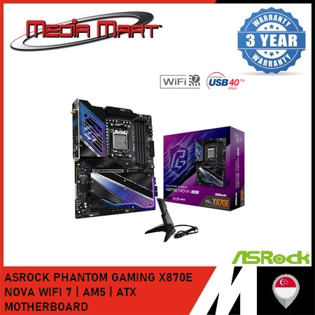 ASROCK PHANTOM GAMING X870E NOVA WIFI 7 | AM5 | ATX MOTHERBOARD