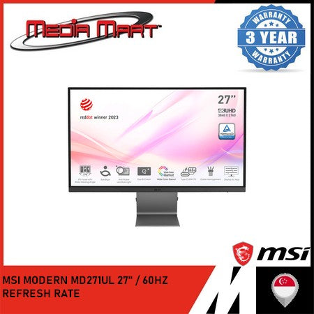 MSI MODERN MD271UL | 27'' 4K UHD / MONITOR 60HZ REFRESH RATE / IPS PANEL / FLATSCREEN / HDMI 2.0B / DP 1.2A