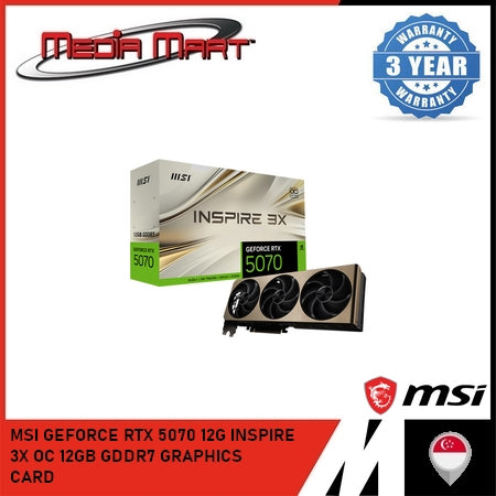 MSI GEFORCE RTX 5070 12G INSPIRE 3X OC 12GB GDDR7 GRAPHICS CARD