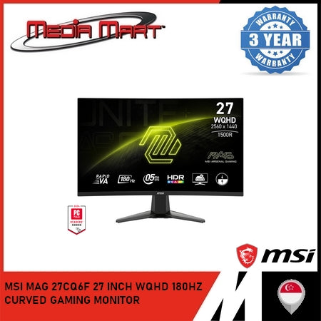 MSI MAG 27CQ6F 27 INCH WQHD 180HZ CURVED GAMING MONITOR