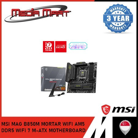 MSI MAG B850M MORTAR WIFI AM5 DDR5 WIFI 7 M-ATX MOTHERBOARD