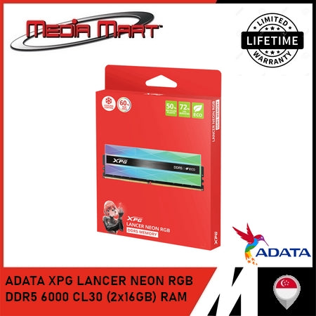 ADATA XPG LANCER NEON RGB DDR5 6000 CL30 (2x16GB) RAM