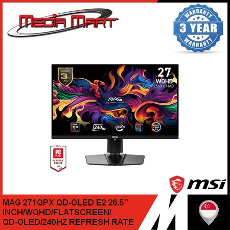 MSI MAG 271QPX QD-OLED E2 26.5 INCH 240HZ WQHD FLATSCREEN GAMING MONITOR