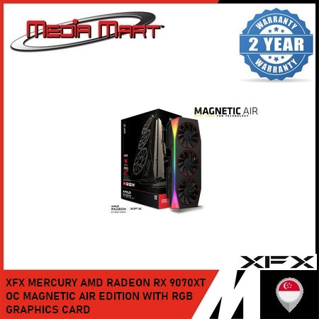 XFX MERCURY AMD RADEON RX 9070XT OC MAGNETIC AIR EDITION WITH RGB GRAPHICS CARD