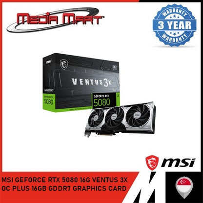 MSI GEFORCE RTX 5080 16G VENTUS 3X OC PLUS 16GB GDDR7 GRAPHICS CARD