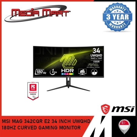 MSI MAG 342CQR E2 34 INCH UWQHD 180HZ CURVED GAMING MONITOR