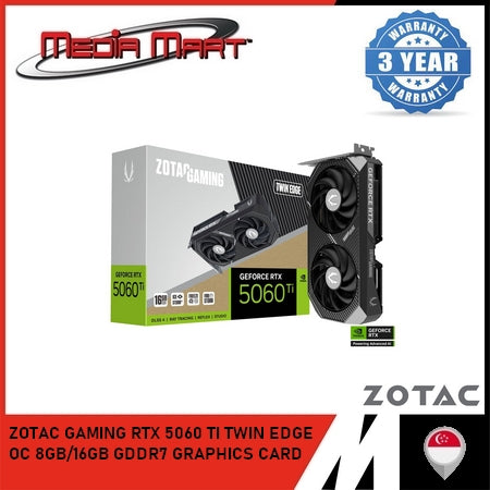 ZOTAC GAMING RTX 5060 Ti TWIN EDGE OC 8/16GB GRAPHIC CARD