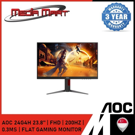 AOC 24G4H 23.8" | FHD | 200HZ | 0.3MS | FLAT GAMING MONITOR