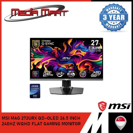 MSI MAG 272URX QD-OLED 26.5 INCH  240HZ WQHD FLAT GAMING MONITOR