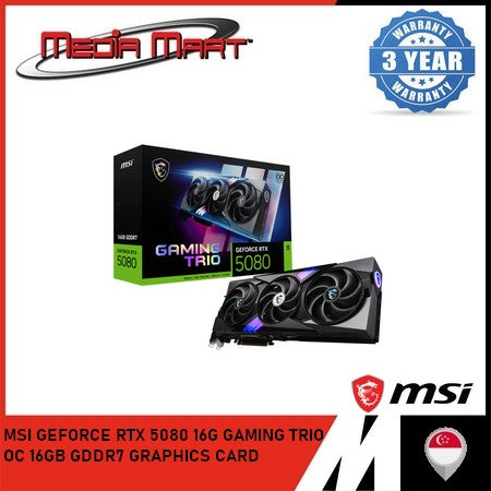 MSI GEFORCE RTX 5080 16G GAMING TRIO OC 16GB GDDR7 GRAPHICS CARD