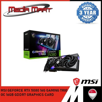 MSI GEFORCE RTX 5080 16G GAMING TRIO OC 16GB GDDR7 GRAPHICS CARD
