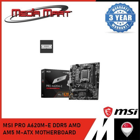 MSI PRO A620M-E DDR5 AMD AM5 M-ATX MOTHERBOARD