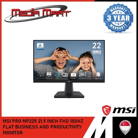 MSI PRO MP225 21.5 INCH FHD 100HZ FLAT BUSINESS AND PRODUCTIVITY MONITOR