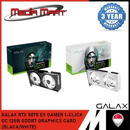 GALAX RTX 5070 EX GAMER 1-CLICK OC 12GB GDDR7 GRAPHICS CARD (BLACK/WHITE)