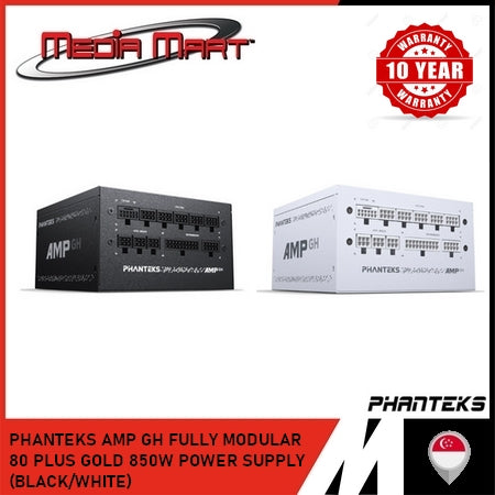 PHANTEKS AMP GH FULLY MODULAR  80 PLUS GOLD 850W POWER SUPPLY (BLACK/WHITE)