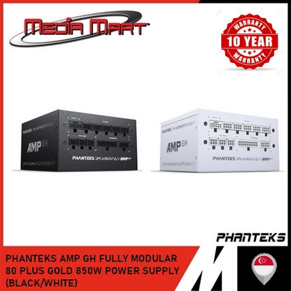 PHANTEKS AMP GH FULLY MODULAR  80 PLUS GOLD 850W POWER SUPPLY (BLACK/WHITE)
