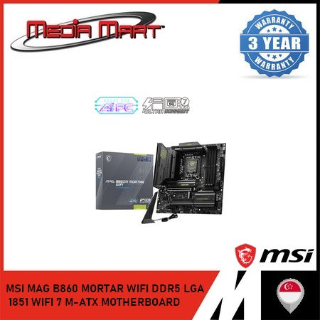 MSI MAG B860M MORTAR WIFI DDR5 LGA 1851 WIFI 7 M-ATX MOTHERBOARD