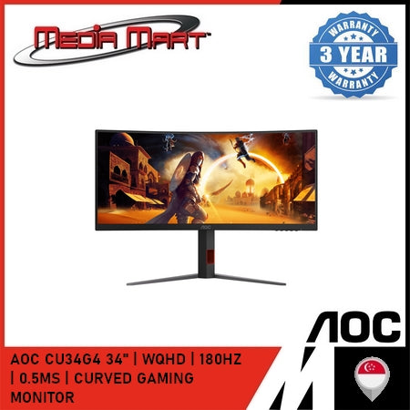 AOC CU34G4 34" | WQHD | 180HZ | 0.5MS | CURVED GAMING MONITOR