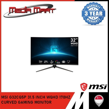 MSI G32CQ5P 31.5 INCH WQHD 170HZ CURVED GAMING MONITOR