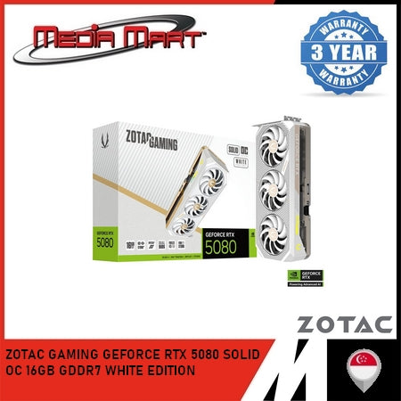 ZOTAC GAMING RTX 5080 SOLID OC 16GB WHITE GRAPHIC CARD