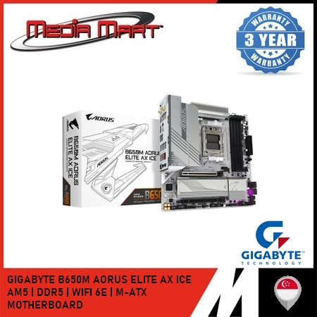GIGABYTE B650M AORUS ELITE AX ICE AM5 DDR5 M-ATX MOTHERBOARD