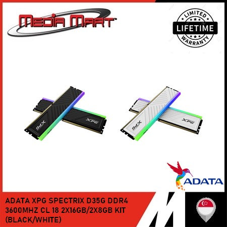 ADATA XPG SPECTRIX D35G DDR4 3600MHZ CL18 2X16GB/2X8GB (BLACK/WHITE)
