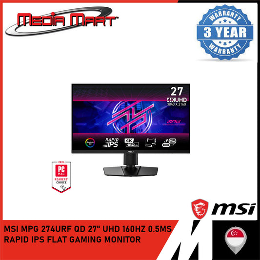MSI MPG 274URF QD 27 INCH UHD 160HZ 0.5MS RAPID IPS FLAT GAMING MONITOR