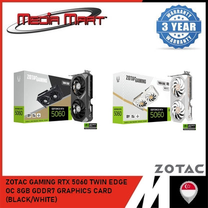 ZOTAC GAMING RTX 5060 TWIN EDGE OC 8GB GDDR7 GRAPHICS CARD (BLACK/WHITE)