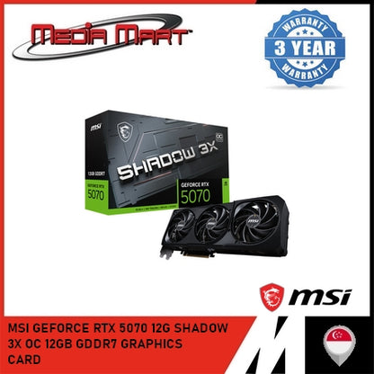 MSI GEFORCE RTX 5070 12G SHADOW 3X OC 12GB GDDR7 GRAPHICS CARD