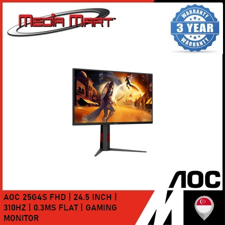 AOC 25G4S FHD | 24.5 INCH |  310HZ | 0.3MS FLAT | GAMING MONITOR