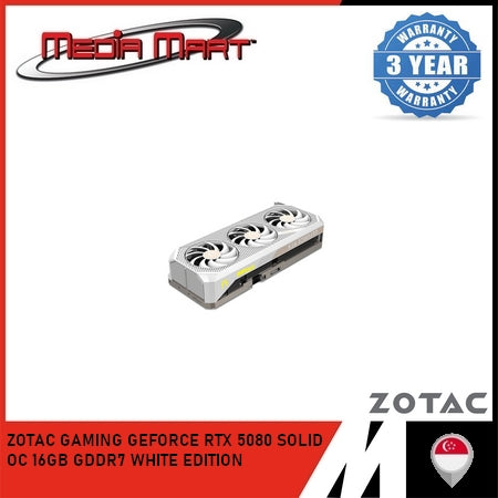 ZOTAC GAMING RTX 5080 SOLID OC 16GB WHITE GRAPHIC CARD