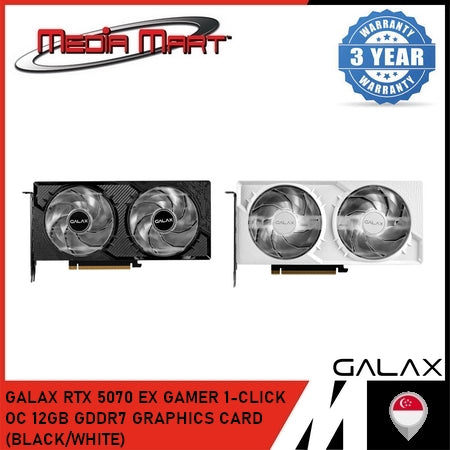 GALAX RTX 5070 EX GAMER 1-CLICK OC 12GB GDDR7 GRAPHICS CARD (BLACK/WHITE)