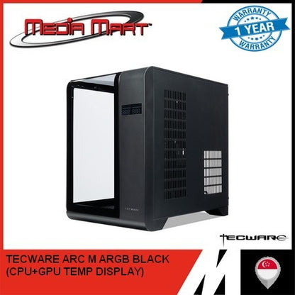TECWARE ARC M ARGB CURVED TG MATX CASE WITH CPU & GPU TEMPERATURE DISPLAY (BLACK)