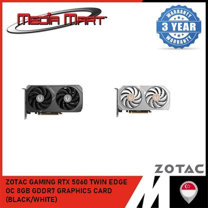 ZOTAC GAMING RTX 5060 TWIN EDGE OC 8GB GDDR7 GRAPHICS CARD (BLACK/WHITE)
