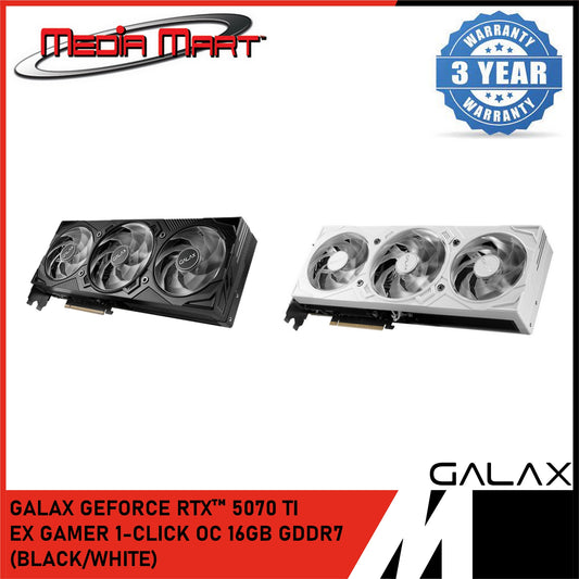 GALAX RTX 5070Ti EX GAMER 1-CLICK OC 16GB GDDR7 GRAPHIC (BLACK/WHITE)