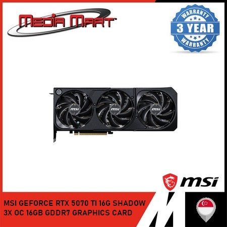 MSI GEFORCE RTX 5070 TI 16G SHADOW 3X OC 16GB GDDR7 GRAPHICS CARD