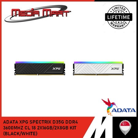 ADATA XPG SPECTRIX D35G DDR4 3600MHZ CL18 2X16GB/2X8GB (BLACK/WHITE)