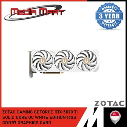 ZOTAC GAMING GEFORCE RTX 5070 TI  SOLID CORE OC WHITE EDITION 16GB GDDR7 GRAPHICS CARD