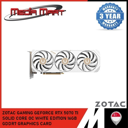 ZOTAC GAMING GEFORCE RTX 5070 TI  SOLID CORE OC WHITE EDITION 16GB GDDR7 GRAPHICS CARD