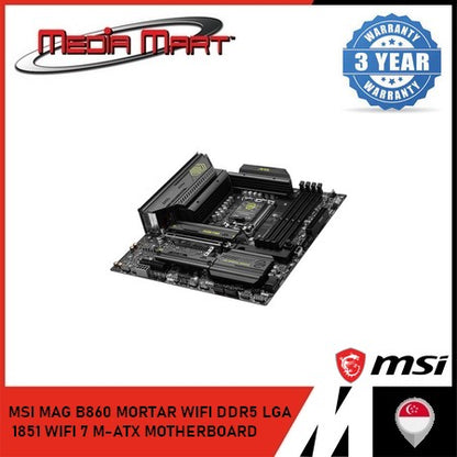 MSI MAG B860M MORTAR WIFI DDR5 LGA 1851 WIFI 7 M-ATX MOTHERBOARD