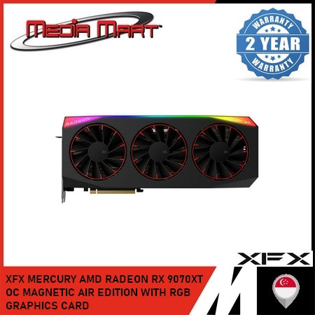XFX MERCURY AMD RADEON RX 9070XT OC MAGNETIC AIR EDITION WITH RGB GRAPHICS CARD