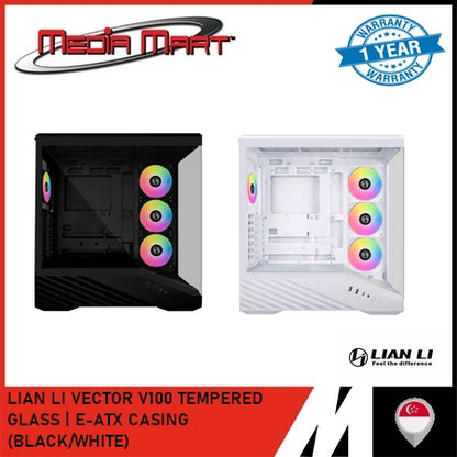 LIAN LI VECTOR V100R TEMPERED GLASS | E-ATX CASING (BLACK/WHITE)