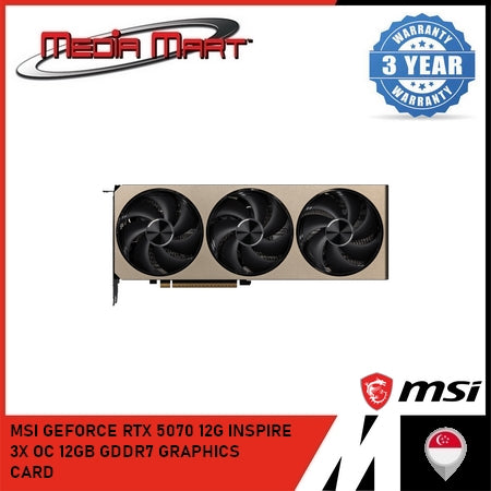 MSI GEFORCE RTX 5070 12G INSPIRE 3X OC 12GB GDDR7 GRAPHICS CARD