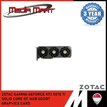 ZOTAC GAMING GEFORCE RTX 5070 TI SOLID CORE OC 16GB GDDR7 GRAPHICS CARD