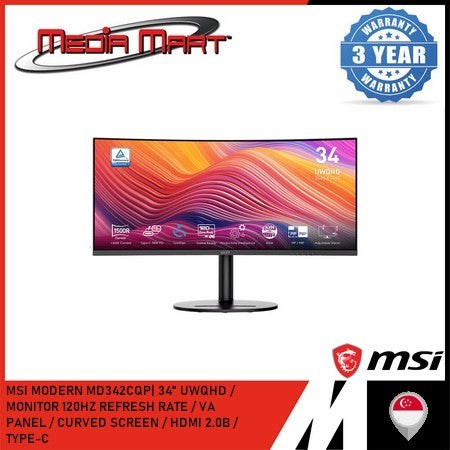 MSI MODERN MD342CQP 34 INCH UWQHD 120HZ CURVED BUSINESS AND PRODUCTIVITY MONITOR