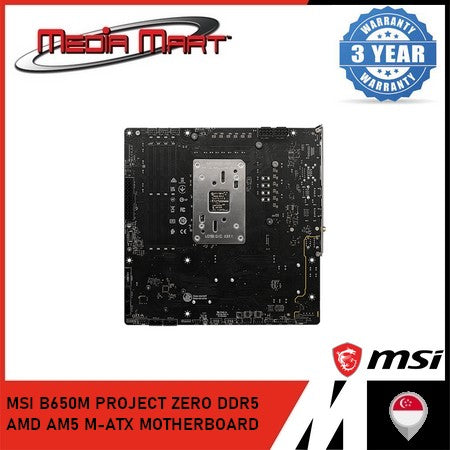 MSI B650M PROJECT ZERO DDR5 AMD AM5 M-ATX MOTHERBOARD