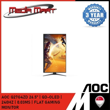 AOC Q27G4ZD 26.5" | QD-OLED | 240HZ | 0.03MS | FLAT GAMING MONITOR